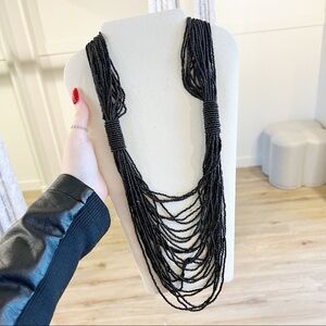 Black Beaded Layered Necklace